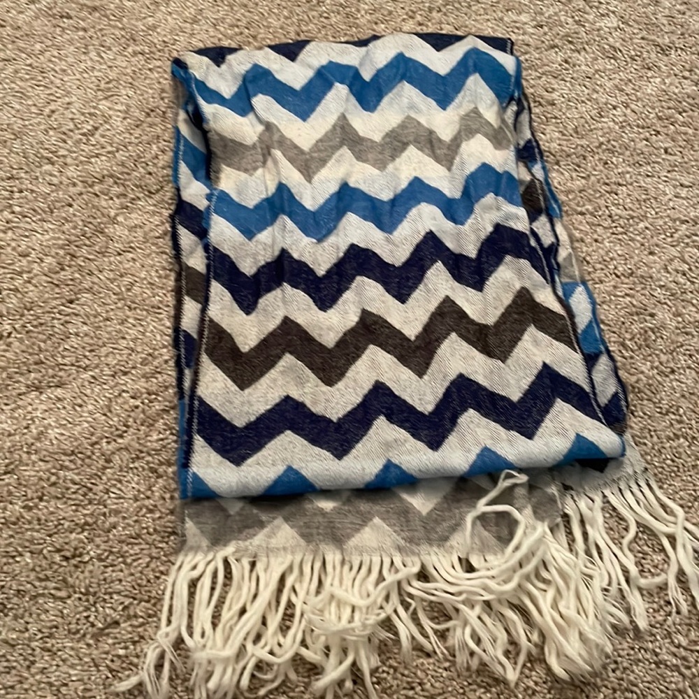 Blue chevron scarf 65”